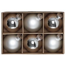 Julgranskulor av Glas - 6 st Silver - 6 cm