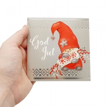 Julkort 12x12 cm - God Jul Tomtar - 8 st