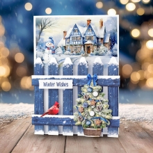 Julkort Kit i 3D - Christmas Garden Picket Fence - För 8 julkort