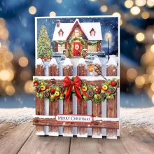 Julkort Kit i 3D - Christmas Garden Picket Fence - För 8 julkort