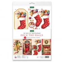 3D Motiv Julkort - 12 ark - Deck the Halls by Katy Sue Designs