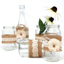 Juteband med Spets Creme 3 st á 1 m Julband