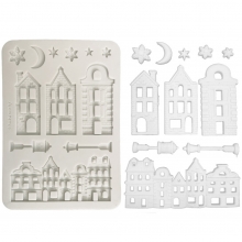 Silikonform A5 - White Christmas Village - Stamperia