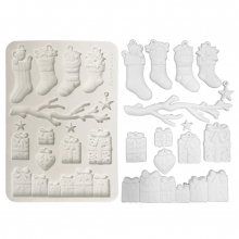 Silikonform A5 - White Christmas Socks and Presents - Stamperia