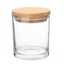 Ljusglas - Glasburk med Trälock - Klarglas - 1 st