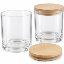 Ljusglas - Glasburk med Trälock - Klarglas - 1 st