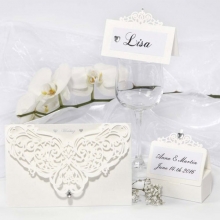 Lyxiga Placeringskort i Pärlemo med Ornament 10 st Off White Papper Kort Kuvert Bröllop Kärlek