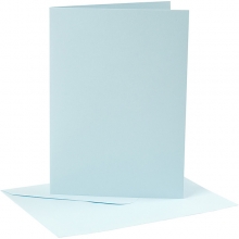Kort och kuvert - 12,7x17,8 cm - Ljusblå - 4 set