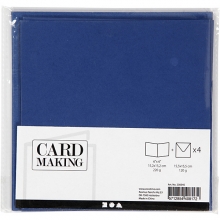 Kort och kuvert - 15,2x15,2 cm - Blå - 4 set