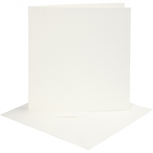 Kort och kuvert - 15,2x15,2 cm - Råvit - 4 set