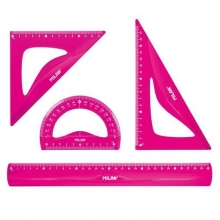 Flexibelt linjalset med 4 delar utan förpackning i rosa färg.