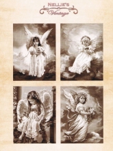 Nellies Vintage Foton A4 Little Angel in Sepia Julpyssel Papper