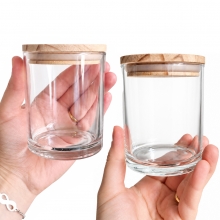 Ljusglas - Glasburk med Trälock - Klarglas - 1 st