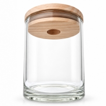 Ljusglas - Glasburk med Trälock - Klarglas - 1 st