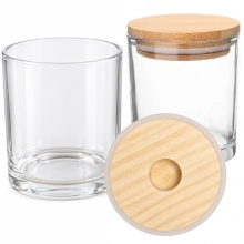 Ljusglas - Glasburk med Trälock - Klarglas - 1 st