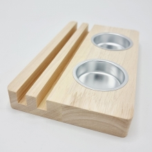 Träljusstake med Skåror för Dekoration - 16 x 9 cm