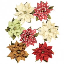 Blommor Seasons Greetings Small Poinsettias 7 st Juldekorationer DIY