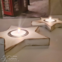 Värmeljus Stjärna i MDF 15 cm Ljushållare