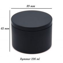 Rund Plåtburk För Ljus - Svart - 236 ml - Inklusive Lock