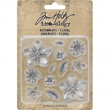 Metalldekorationer Tim Holtz - Floral - 12 st