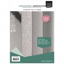 Kartong Silver A4 - 24 ark - Spegelkartong och Glitter