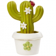 Polyresin Figur Kaktus med blommor 5 cm Dekorationsfigur