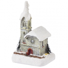 Miniatyr Hus Kyrka med Snö 3,5 cm Slott Stuga