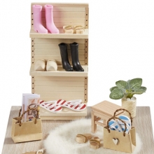 Miniatyr Hylla i trä 16 cm med justerbara hyllplan