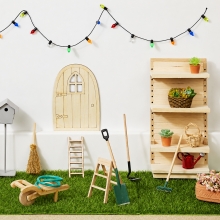 Miniatyr Hylla i trä 16 cm med justerbara hyllplan