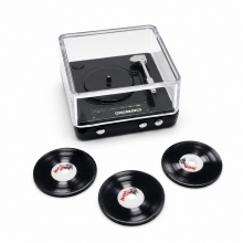 Miniatyr Skivspelare med LP-skivor 3 st