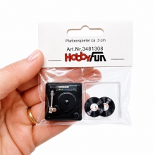 Miniatyr Skivspelare med LP-skivor 3 st