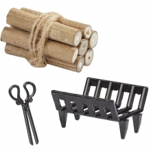 Miniatyr - Vedställ Till Öppen Spis - 3 delar