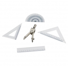 miniatyr Ritset 5 delar med passare, linjal och gradskiva