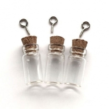 Miniatyrflaskor av Glas - Kork & Hängare - 11x22 mm - 3 st