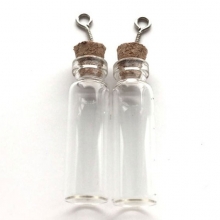 Miniatyrflaskor av Glas - Kork & Hängare - 12x40 mm - 2 st