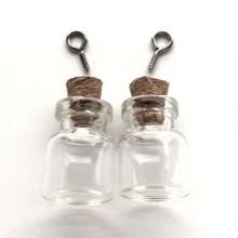 Miniatyrflaskor av Glas 15x22 mm Kork & Hängare 2 st Glasflaska