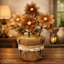 Nylon Tyg, Nylonblomma, Stocking Flowers, Textilblomma Brun