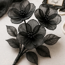 Nylon Tyg, Nylonblomma, Stocking Flowers, Textilblomma Svart