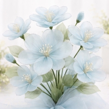 Nylon Tyg, Nylonblomma, Stocking Flowers, Textilblomma Babyblå