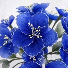 Nylon Blomma Student Blå Textil Stocking Strumpbyxor