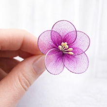 Nylon Tyg, Nylonblomma, Stocking Flowers, Textilblomma Lila