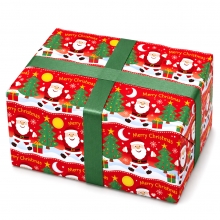 Presentpapper - B: 50 cm - Jultomte och Granar - 5 m