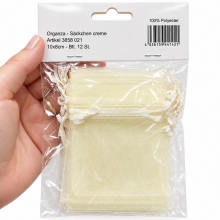 Organzapåse - Creme - 8 x 10 cm - 12 st