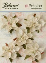 Tygblommor Christmas Flowers Petaloo Burlap Poinsettias 2.5" 5 st White