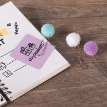 Dekorativa Gem Med Pompom 6 st - Paper Clip - Pastell
