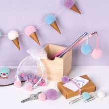 Dekorativa Gem Med Pompom 6 st - Paper Clip - Pastell