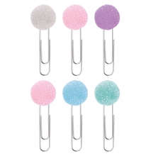 Dekorativa Gem Med Pompom 6 st - Paper Clip - Pastell