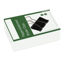 Pappersklämma av metall 19 mm inuti förpackning.