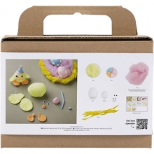 Mini Kit DIY - Påskfamilj i Modellera, påskypyssel för barn med silk clay