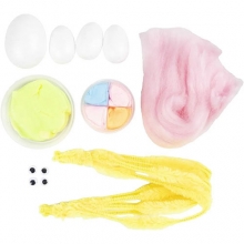 Mini Kit DIY - Påskfamilj i Modellera, påskypyssel för barn med silk clay